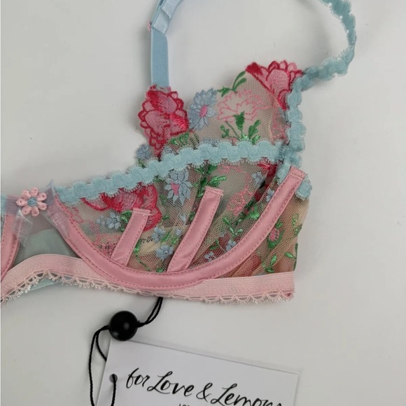 NWT FOR LOVE & AND LEMONS Victorias Secret Bra Embroidered Swaying Rose M Medium - Picture 5 of 10